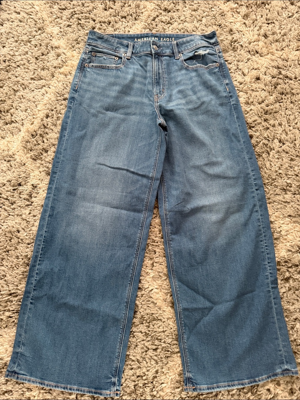 American Eagle Outfitters Wide Leg Jeans in Blue Wash